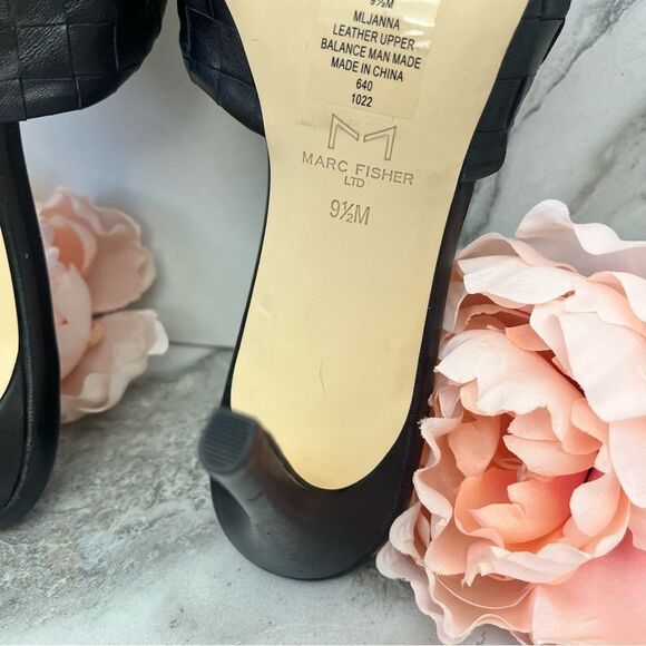 MARC FISHER Janna Knotted Woven Heeled Sandal in Black Leather Size 9.5 NEW - Picture 14 of 16